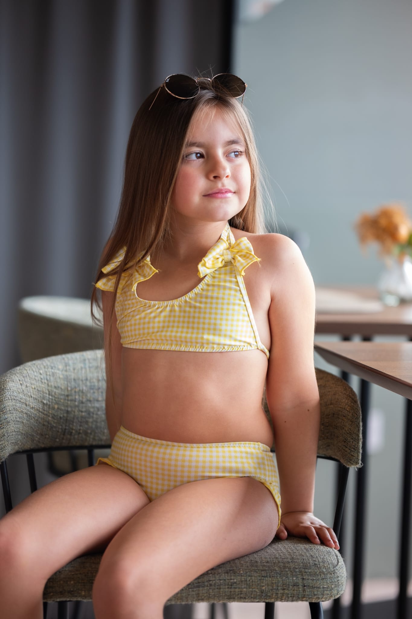 Baño Vichy Amarillo Bikini