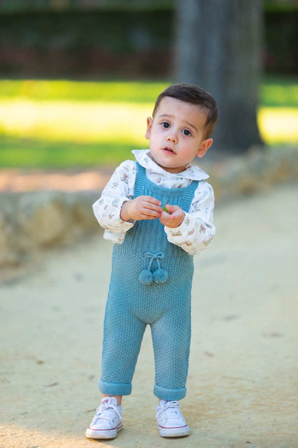 Peto y camisa osito verde agua