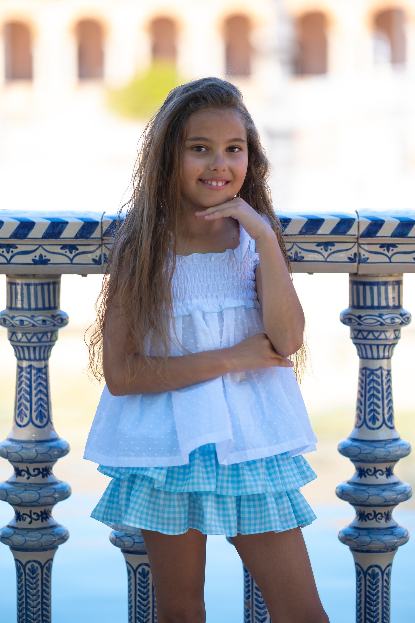 Conjunto Celeste niña Plumeti family