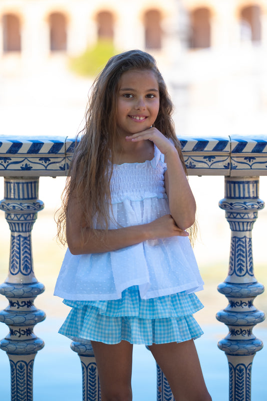 Conjunto Celeste niña Plumeti family