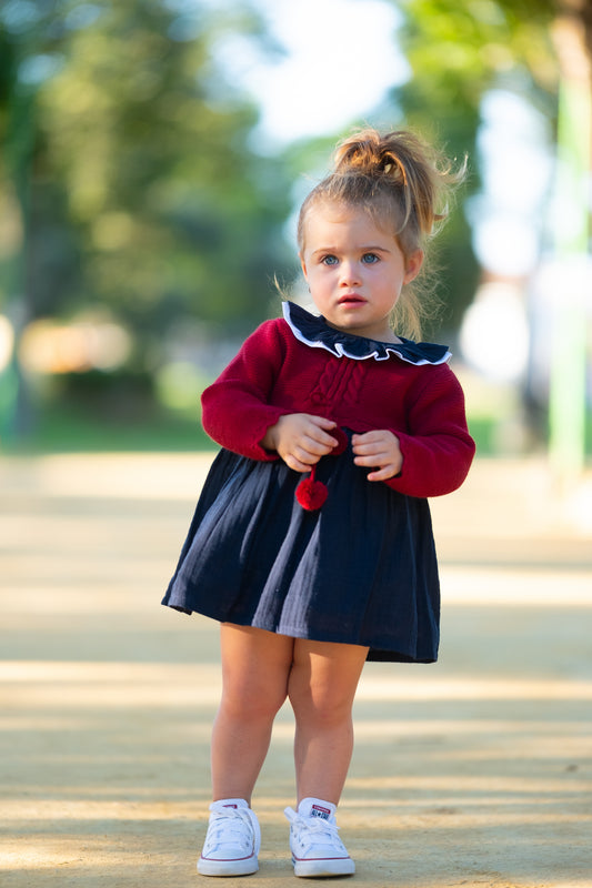 Vestido punto y muselina