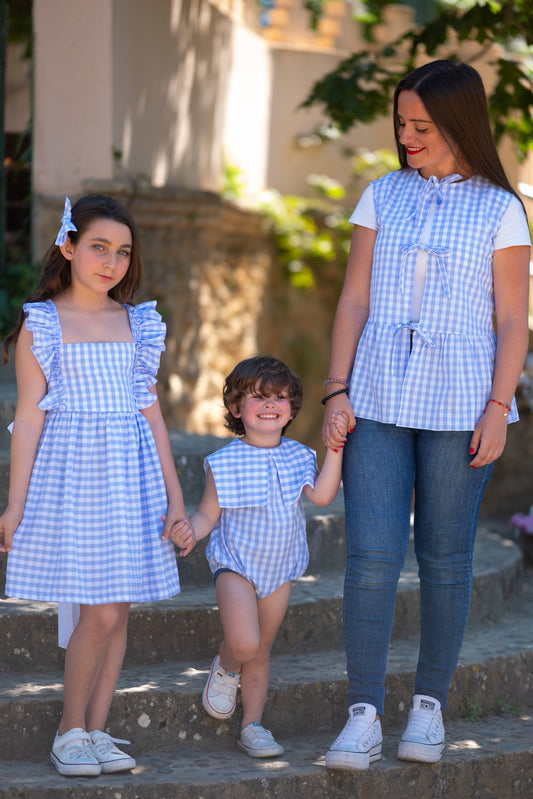Chaleco Mamá Vichy Azul
